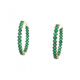 Lustrous Evergreen Emerald Hoop Earrings